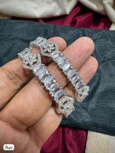 American Diamond Silver Plated Bangles