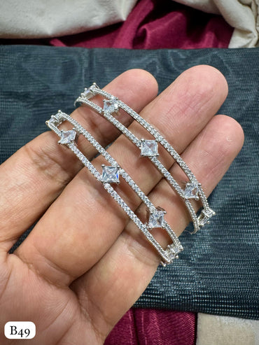American Diamond Silver Plated Bangles