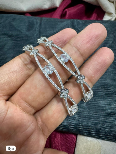 American Diamond Silver Plated Bangles