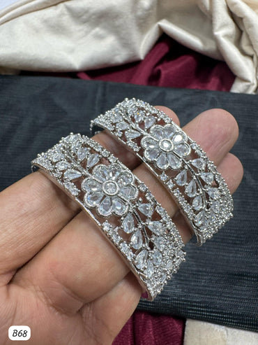 American Diamond Silver Plated Bangles