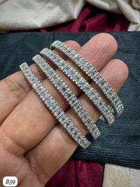 American Diamond Silver Plated Bangles