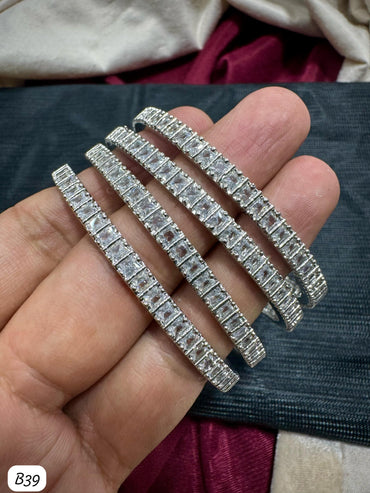 American Diamond Silver Plated Bangles