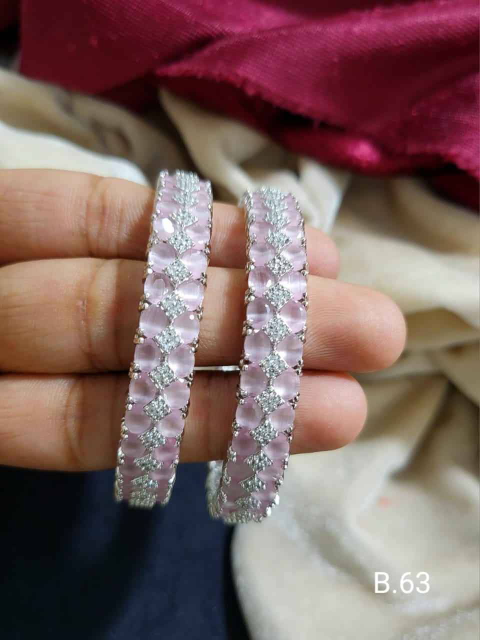 Baby Pink Monalisa Stone Bangles