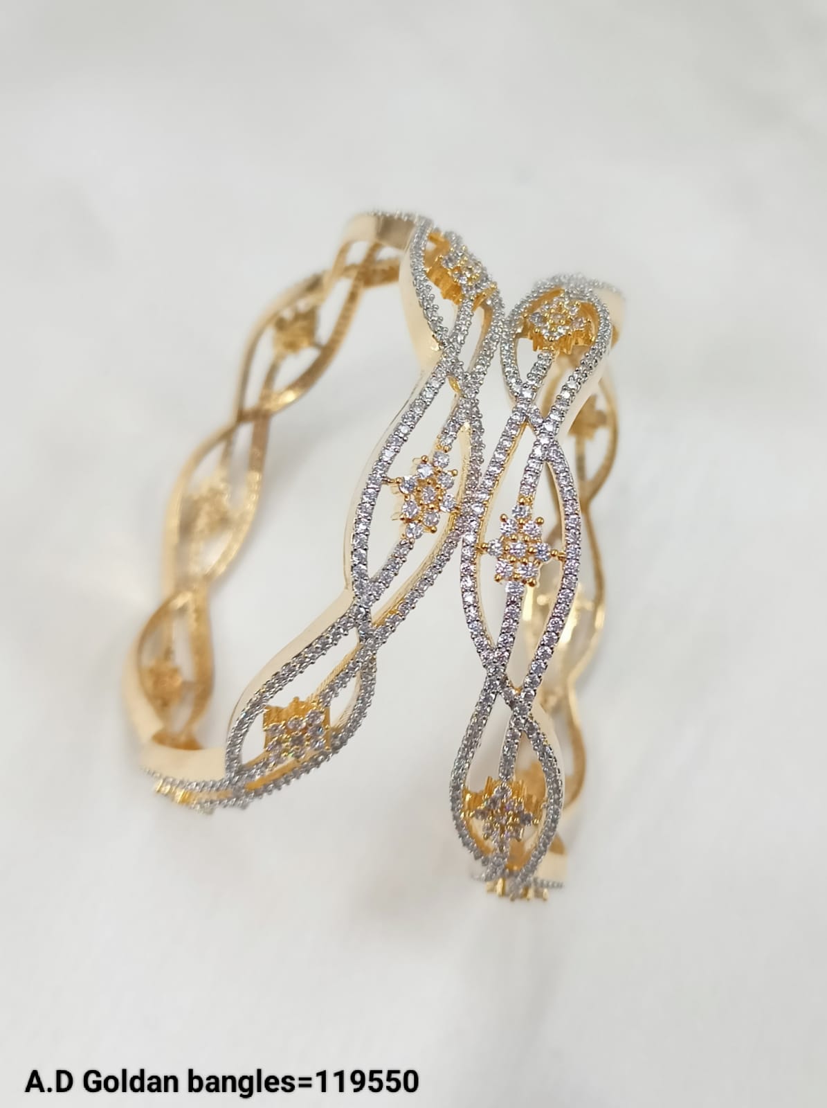 Radiant Dual-Tone American Diamond Bangles – Elegant Infinity Design