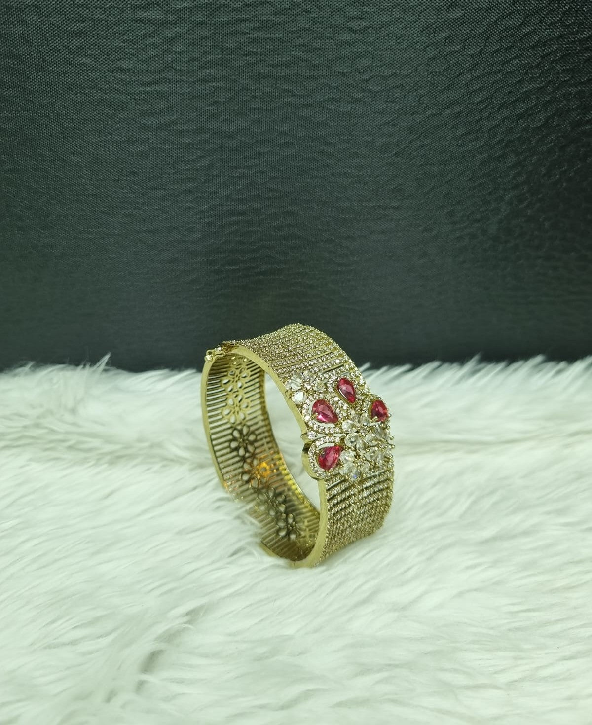 Broad Gold-Plated AD Bracelet Kada