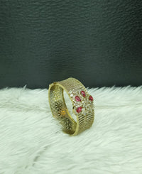 Broad Gold-Plated AD Bracelet Kada