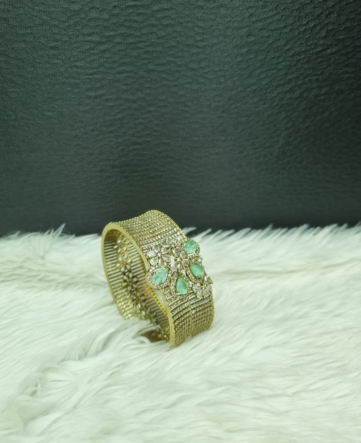 Broad Gold-Plated AD Bracelet Kada