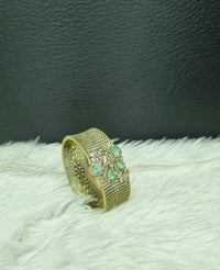 Broad Gold-Plated AD Bracelet Kada