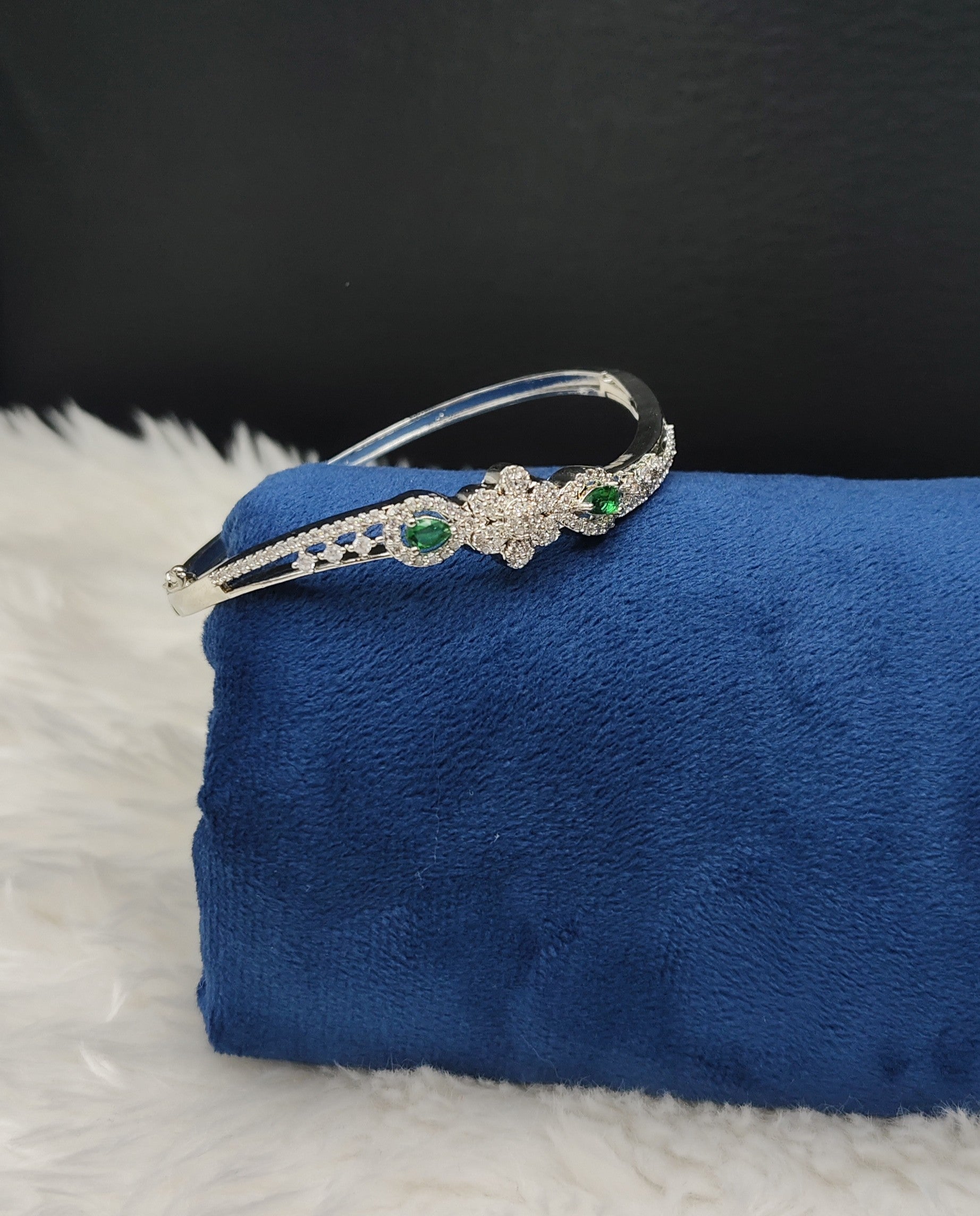 Floral Silver Rhodium AD Bracelet