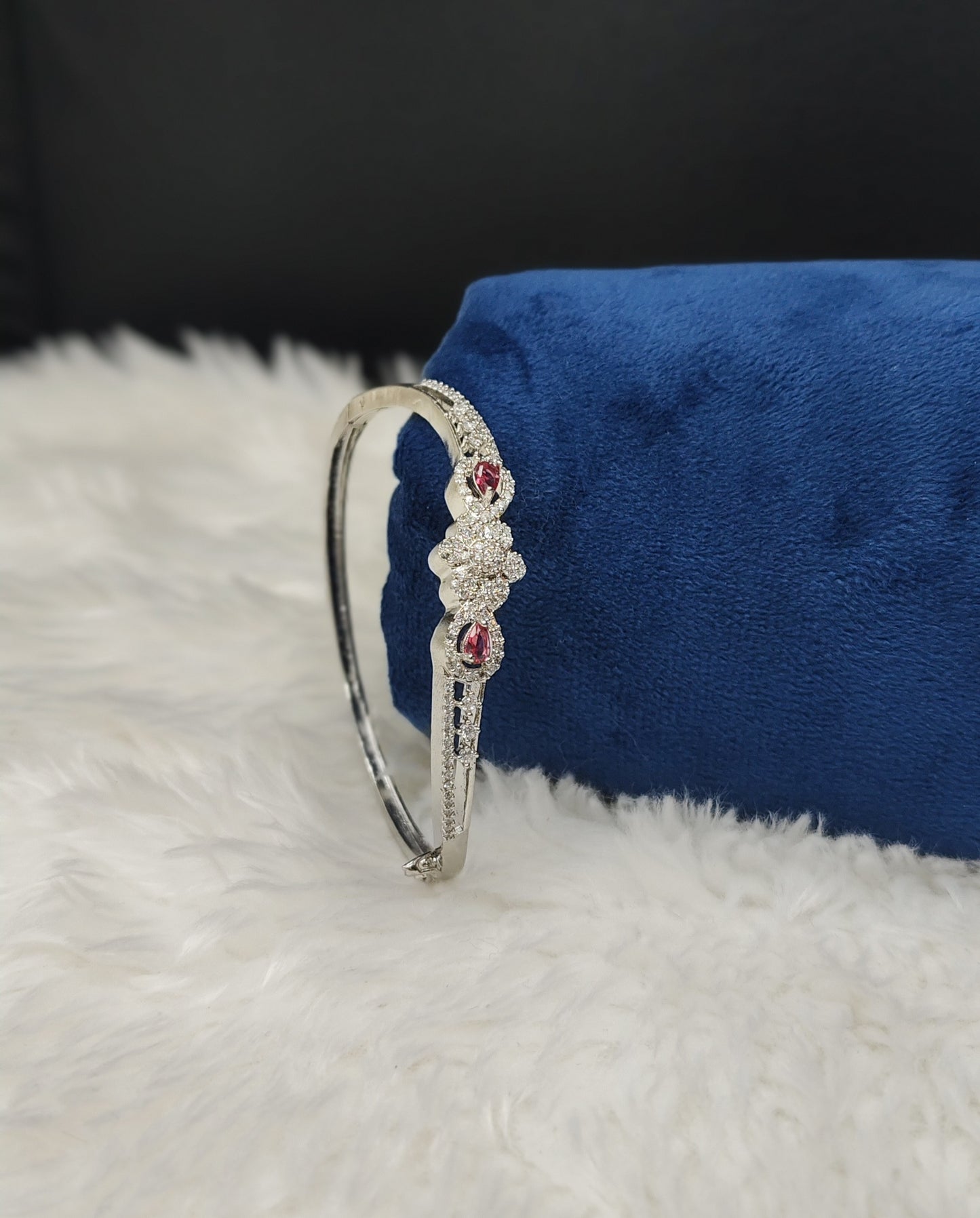 Floral Silver Rhodium AD Bracelet