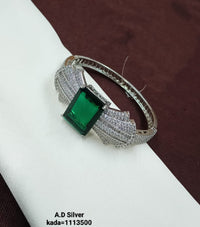 Elegant Radiance American Diamond Bangles – Designer Silver Finish Set