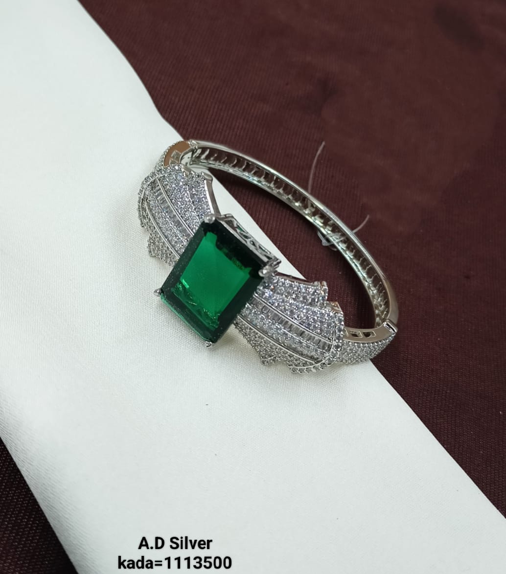 Elegant Radiance American Diamond Bangles – Designer Silver Finish Set