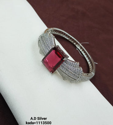 Elegant Radiance American Diamond Bangles – Designer Silver Finish Set