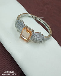 Elegant Radiance American Diamond Bangles – Designer Silver Finish Set