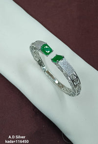 Elegant Designer AD Stone Kada – Premium Silver Finish