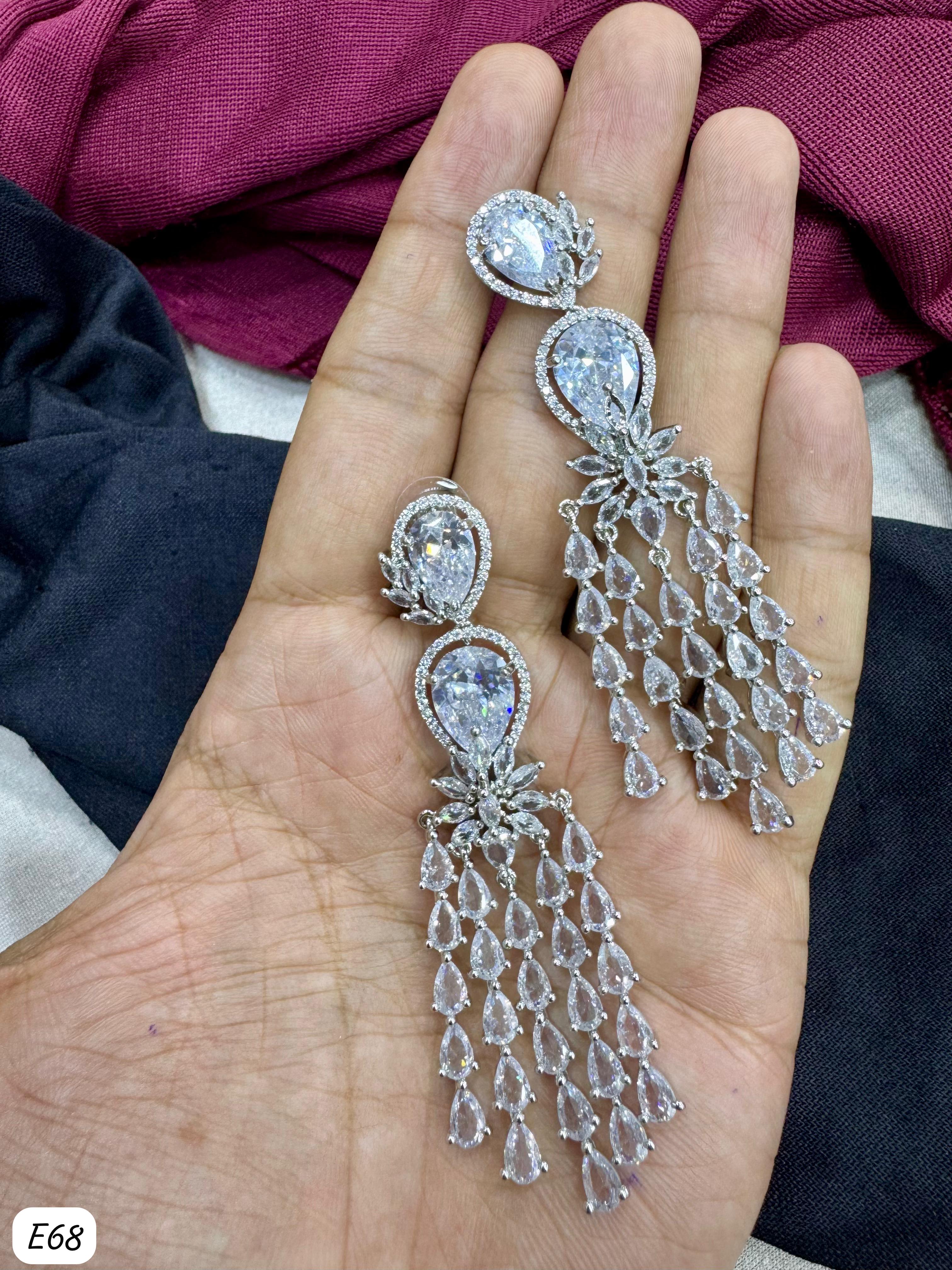 Silver Plated American Diamond Earring