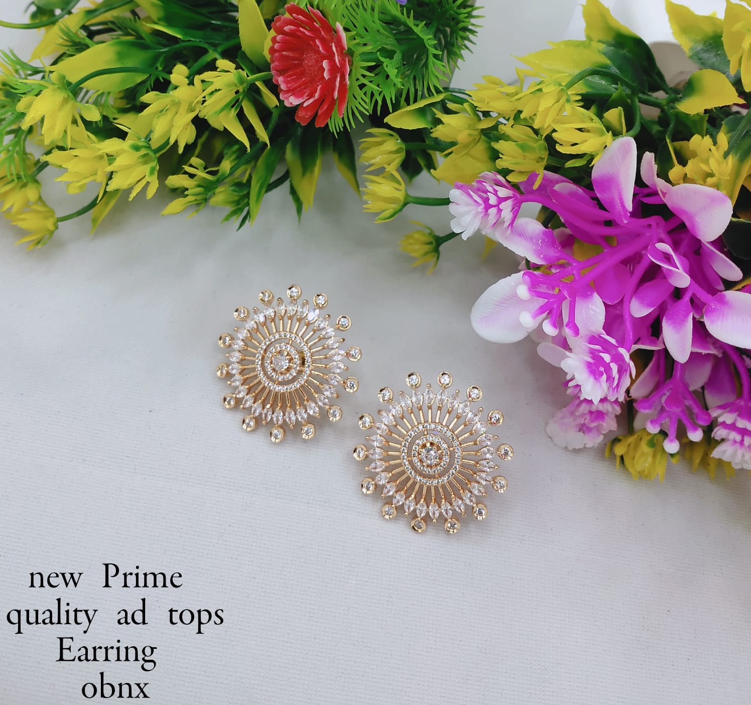 Radiant Floral Burst AD Stud Earrings