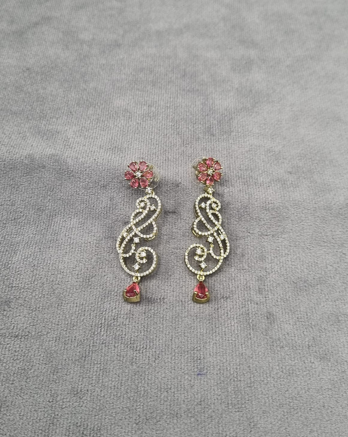 Emerald Green Floral Vine Drop Earrings