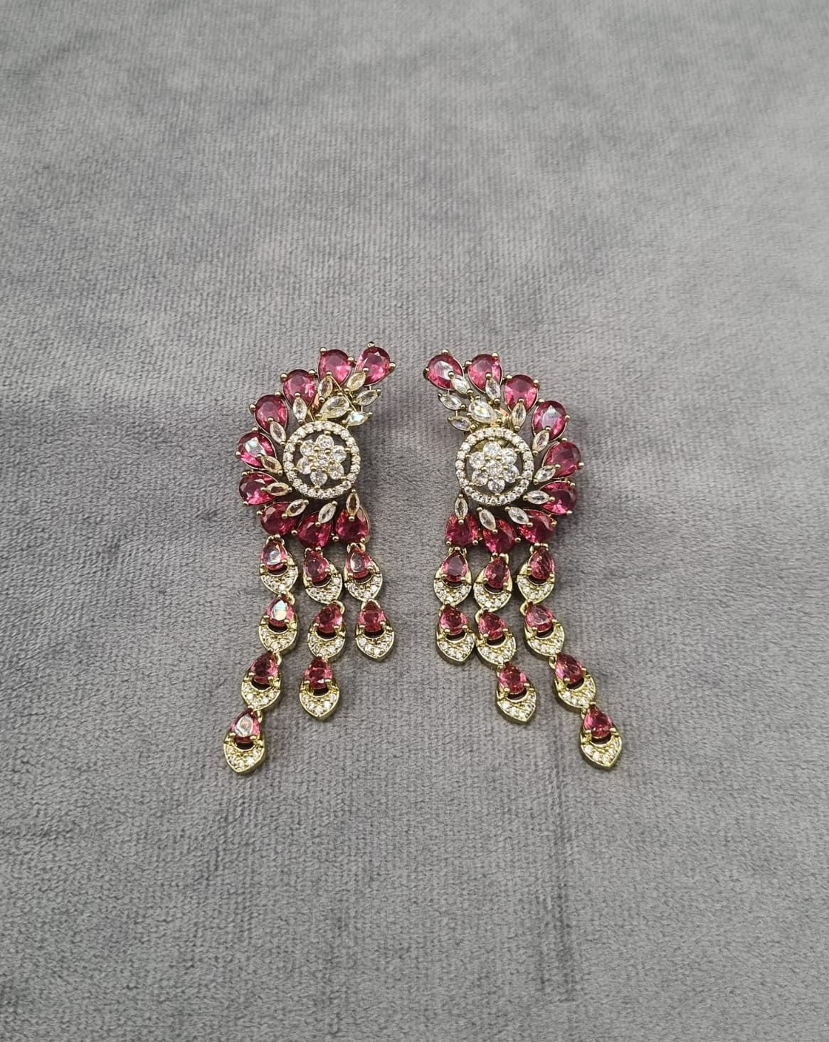 Dazzling White Zircon Winged Chandelier Earrings