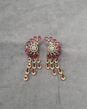 Dazzling White Zircon Winged Chandelier Earrings