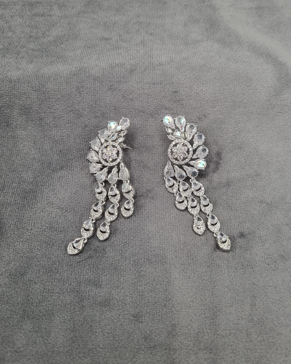 Dazzling White Zircon Winged Chandelier Earrings