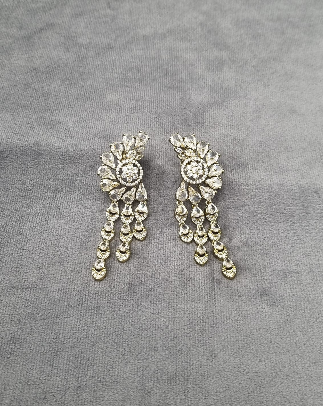 Dazzling White Zircon Winged Chandelier Earrings