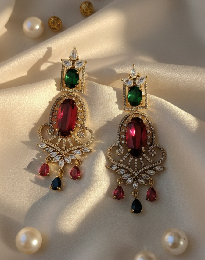 American Diamond Drop Dangler Earrings For Women & Girls