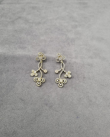 Dainty White Zircon Floral Branch Earrings