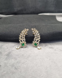 Leaf Ear Climber Earrings Gold Tone Feather Crawler Studs