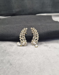 Leaf Ear Climber Earrings Gold Tone Feather Crawler Studs