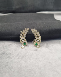 Sparkling White Zircon Leaf Ear Climber Earrings