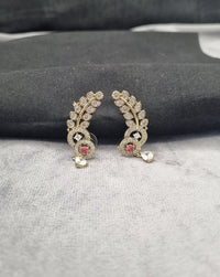 Sparkling White Zircon Leaf Ear Climber Earrings