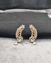 Emerald Green Feather Ear Climber Earrings