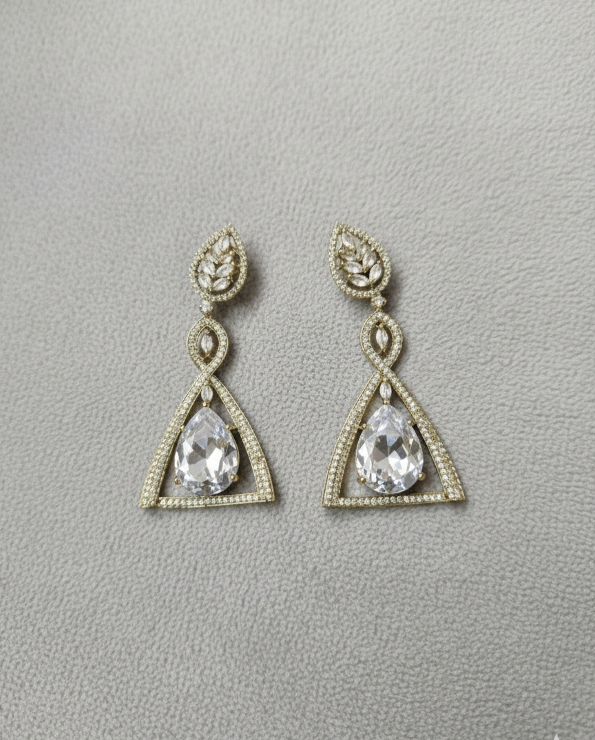 American Diamond Chandelier Drop Earrings For Woman