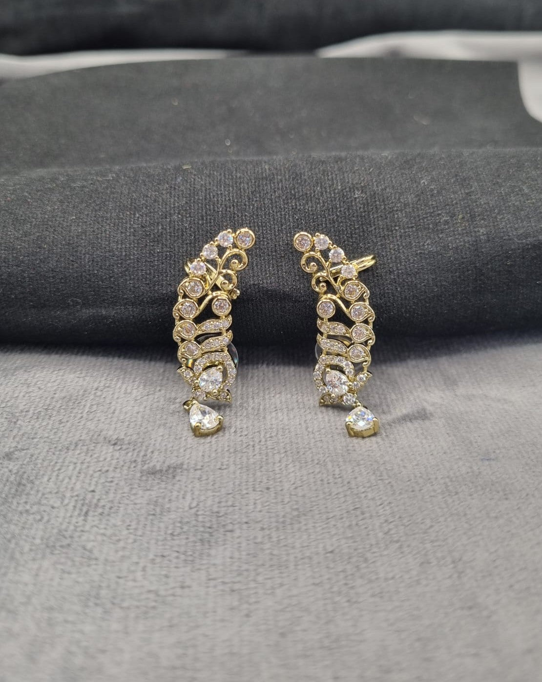 Swirl Ear Climber Earrings – Gold Tone