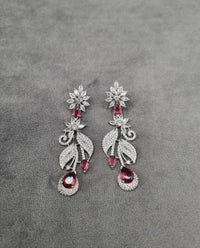 Sapphire Blue Floral Leaf Dangle Earrings