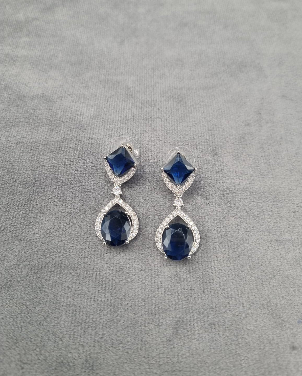 Oval Drop Earrings Silver Tone