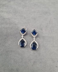 Oval Drop Earrings Silver Tone