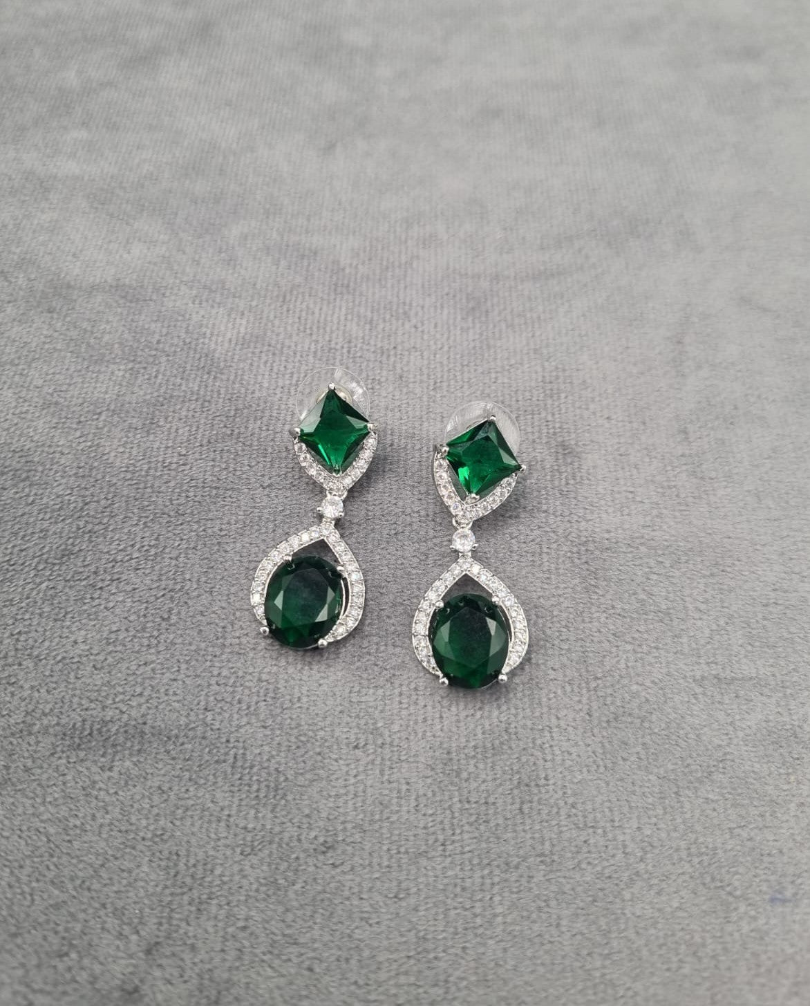 Oval Drop Earrings Silver Tone