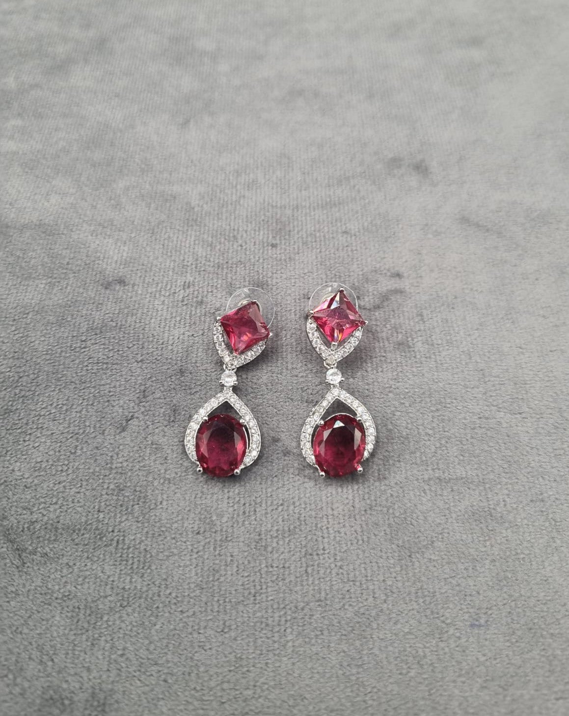 Oval Drop Earrings Silver Tone