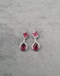 Oval Drop Earrings Silver Tone