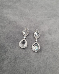 Oval Drop Earrings Silver Tone