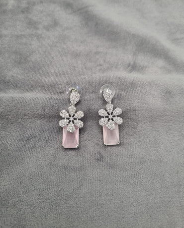 Silver Tone Floral Statement Dangles