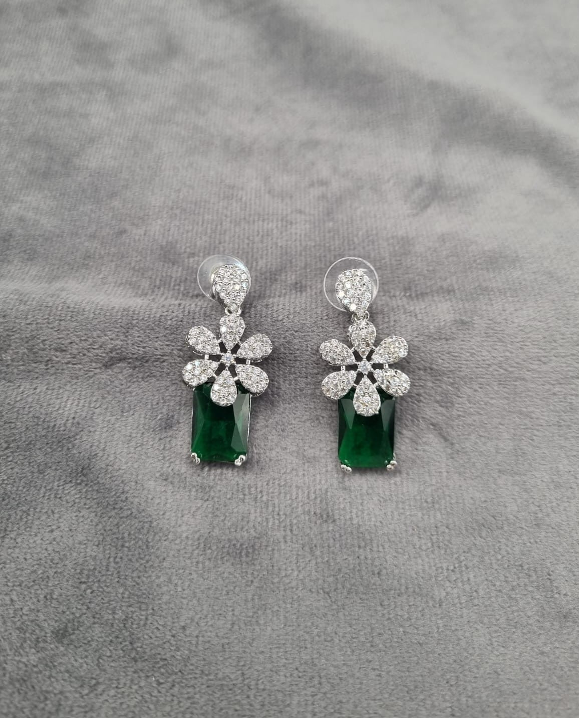 Silver Tone Floral Statement Dangles