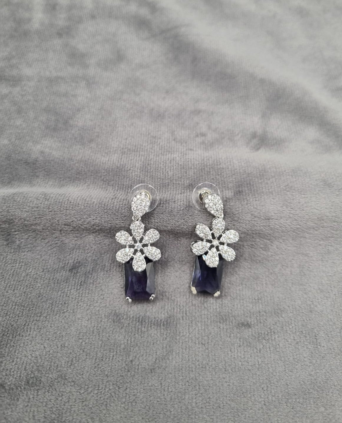 Silver Tone Floral Statement Dangles