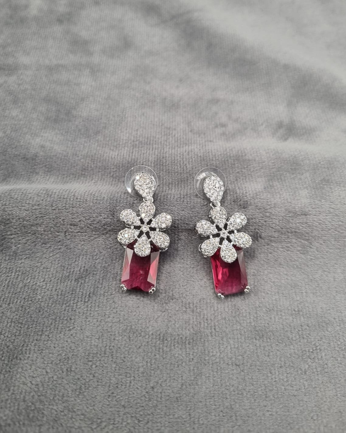 Silver Tone Floral Statement Dangles