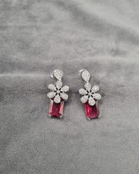 Silver Tone Floral Statement Dangles
