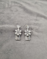 Silver Tone Floral Statement Dangles