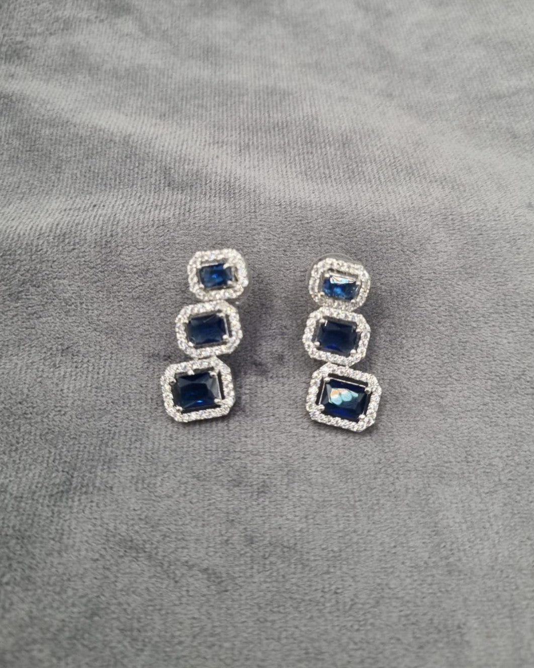 Sapphire Triple Cut Dangle Earrings