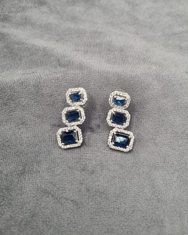 Sapphire Triple Cut Dangle Earrings